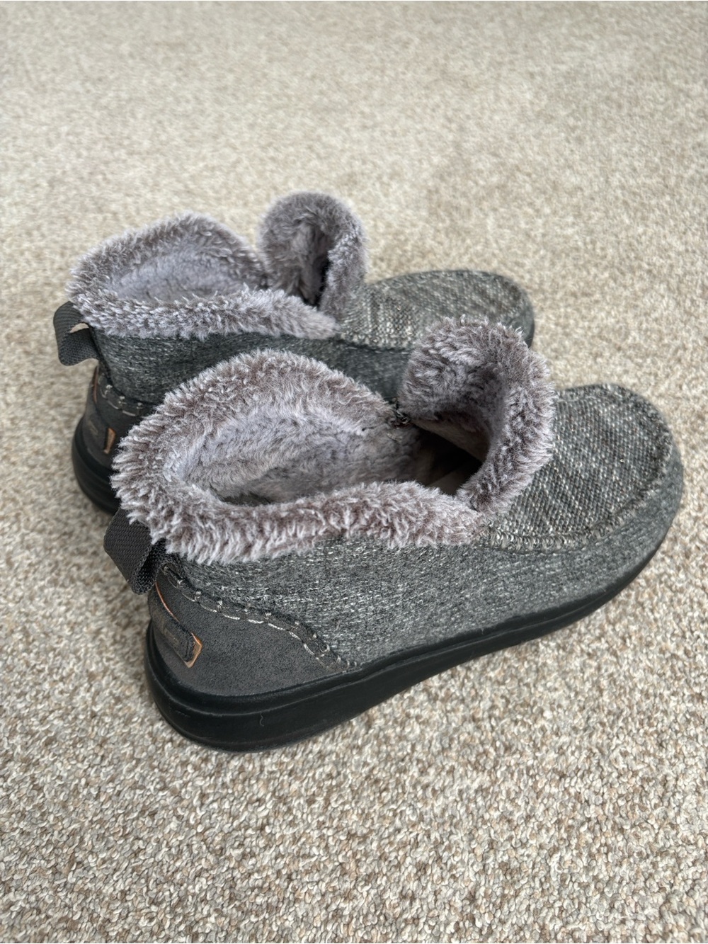 Hey Dude Gray Faux-Fur Lined Slip-On Booties